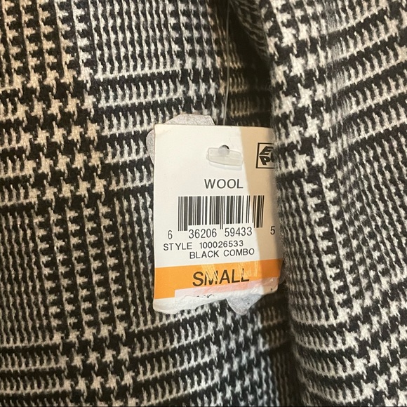 INC Glen Plaid Pea Coat Black White Embellished Small Rose Embroidery - Picture 8 of 12